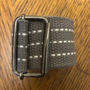 Unisex Belt, Taupe & White, Metal Buckle